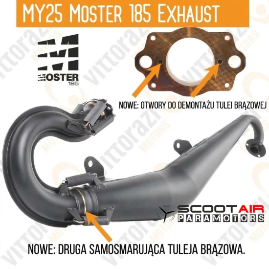 Wydech czarny z płytą (bez tłumika) | Vittorazi Moster 185 MY20 – MY25